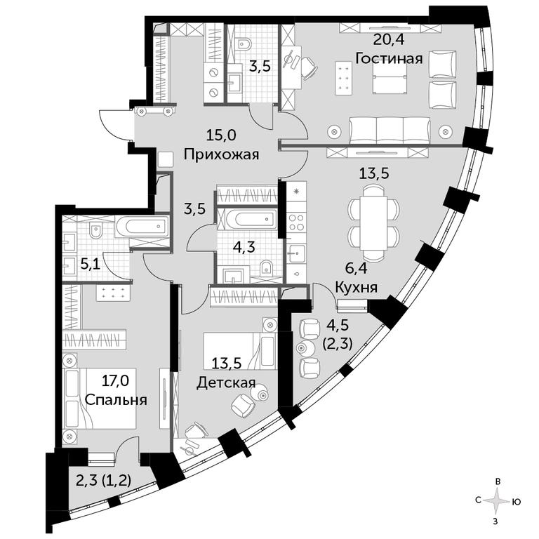 4-BD Apartment Sale, 104.8平方米 at Sydney City, Shenogina Street, 2, Moscow, Russia #1 4-BD Apartment Sale, 104.8平方米 at Sydney City, Shenogina Street, 2, Moscow, Russia #1