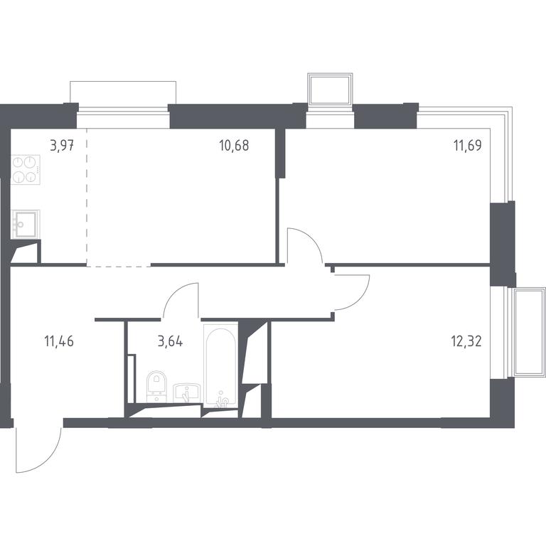 1-BD Apartment Sale, 53.76 sq. m. at Dolina Yauzy, Trudovaya Street, 23, Mytischi, Moscow Region, Russia #1 1-BD Apartment Sale, 53.76 sq. m. at Dolina Yauzy, Trudovaya Street, 23, Mytischi, Moscow Region, Russia #1