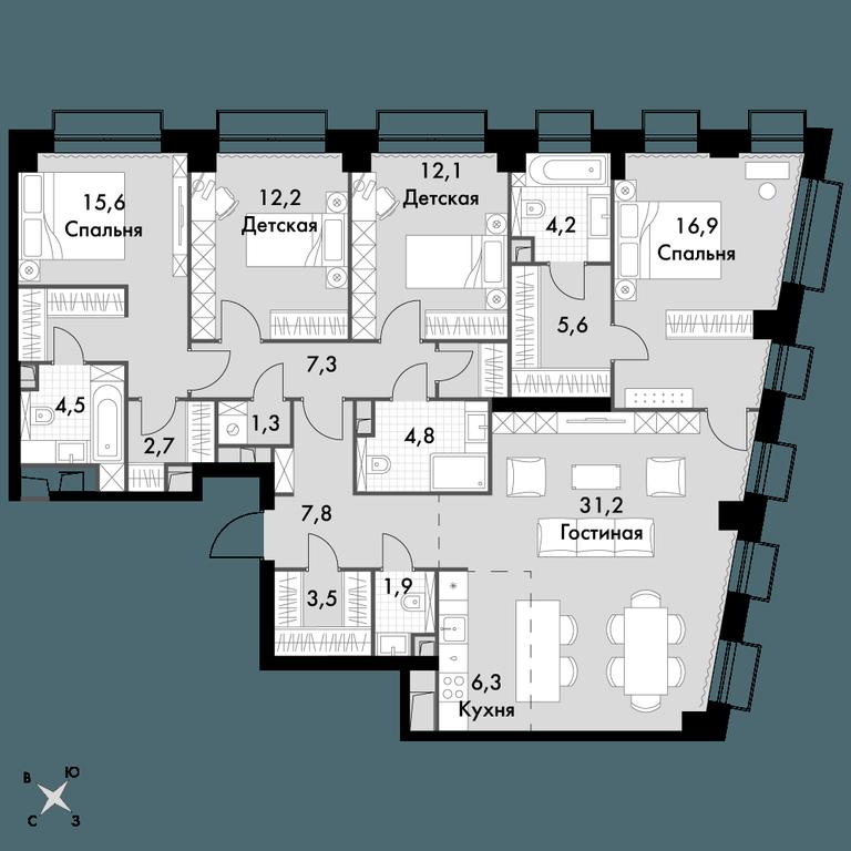 5-BD Apartment Sale, 137.9 sq. m. at Sydney City, Shenogina Street, 2, Moscow, Russia #1
