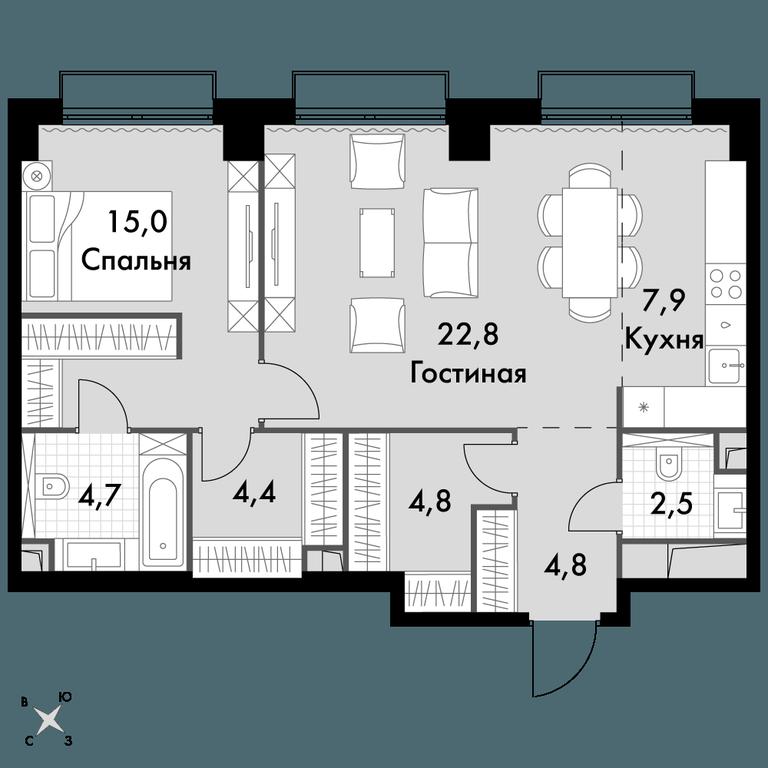 2-BD Apartment Sale, 66.9平方米 at Sydney City, Shenogina Street, 2, Moscow, Russia #1 2-BD Apartment Sale, 66.9平方米 at Sydney City, Shenogina Street, 2, Moscow, Russia #1