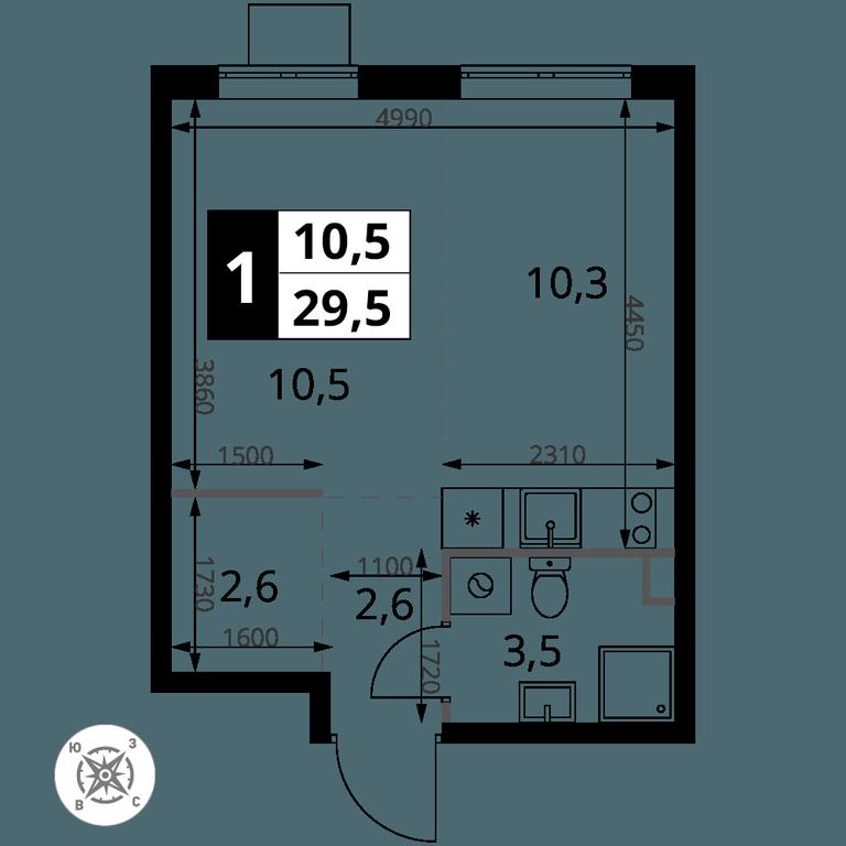 Apartment Sale, 29.5 sq. m. at Pervy Sheremetevskij, Komsomolskaya Street, 16, Khimki, Moscow Region, Russia #1