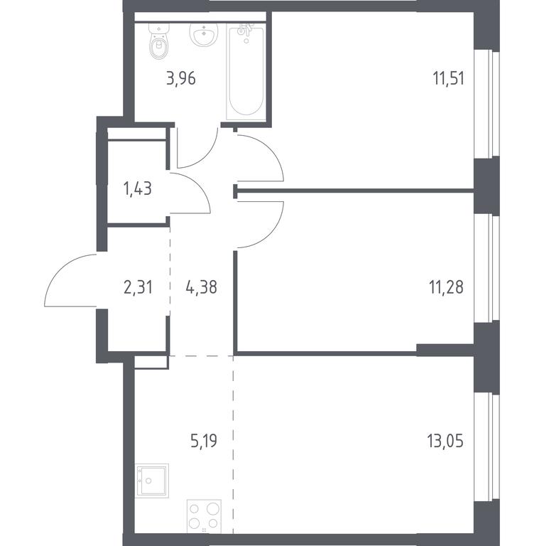 1-BD Apartment Sale, 53.11 sq. m. at Kvartal Marino, kvartal № 175, 1с1, Filimonkovskoye Municipal Formation, Moscow, Russia #1 1-BD Apartment Sale, 53.11 sq. m. at Kvartal Marino, kvartal № 175, 1с1, Filimonkovskoye Municipal Formation, Moscow, Russia #1