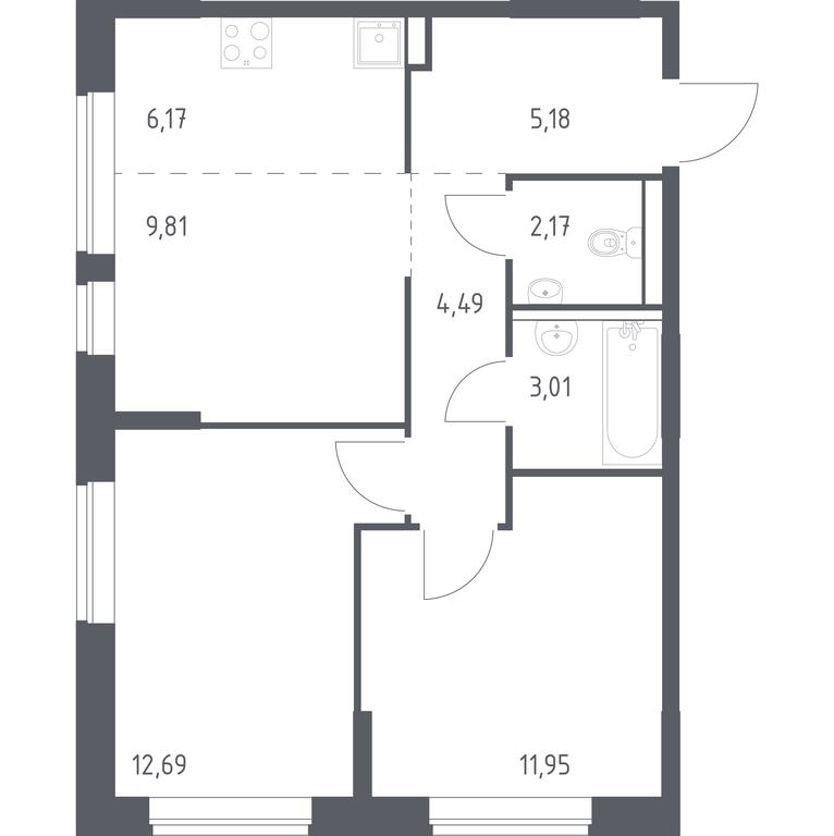 1-BD Apartment Sale, 55.47 sq. m. at Kvartal Marino, kvartal № 175, 1с1, Filimonkovskoye Municipal Formation, Moscow, Russia #1 1-BD Apartment Sale, 55.47 sq. m. at Kvartal Marino, kvartal № 175, 1с1, Filimonkovskoye Municipal Formation, Moscow, Russia #1