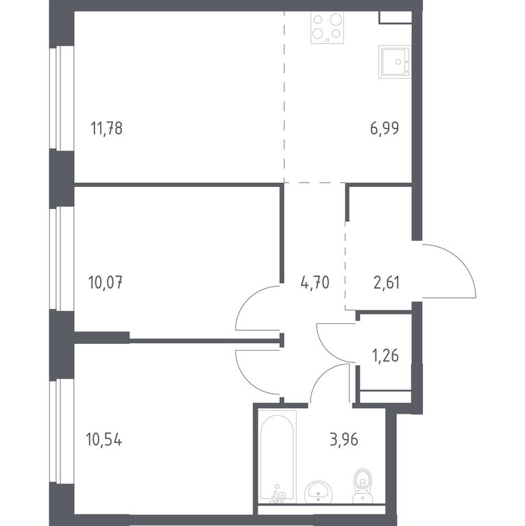 1-BD Apartment Sale, 51.91平方米 at Kvartal Marino, kvartal № 175, 1с1, Filimonkovskoye Municipal Formation, Moscow, Russia #1 1-BD Apartment Sale, 51.91平方米 at Kvartal Marino, kvartal № 175, 1с1, Filimonkovskoye Municipal Formation, Moscow, Russia #1