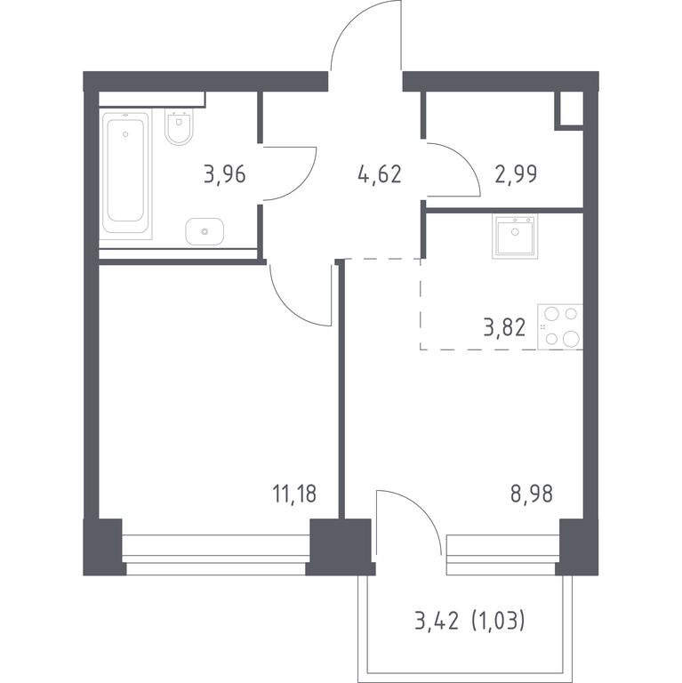Apartment Sale, 36.58 sq. m. at Nova, Bratyev Fonchenko Street, вл21, Moscow, Russia #1