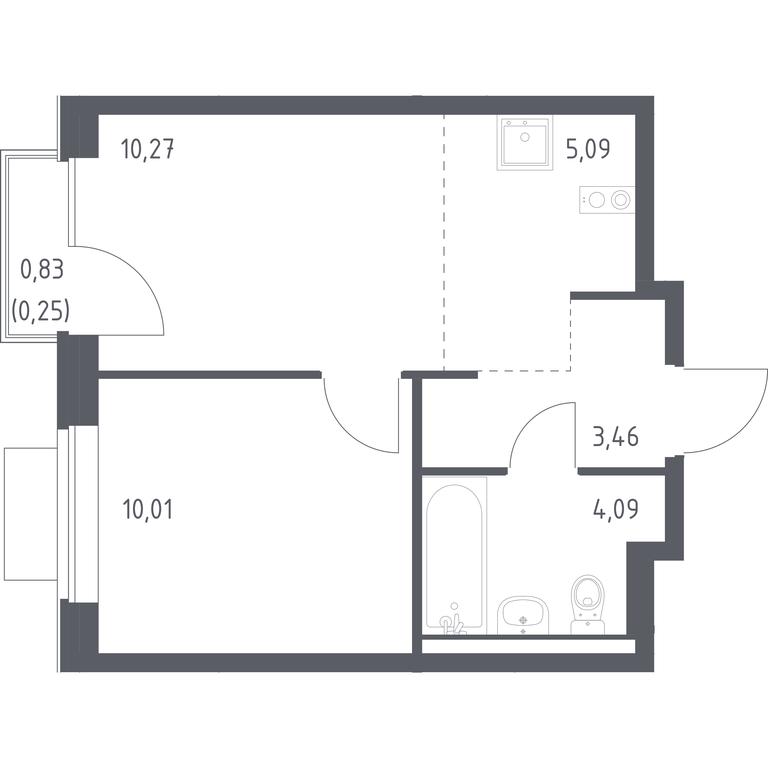 Apartment Sale, 33.17平方米 at Novoe Vidnoe, Kalinovka Village, Leninskiy City District, Moscow Region, Russia #1