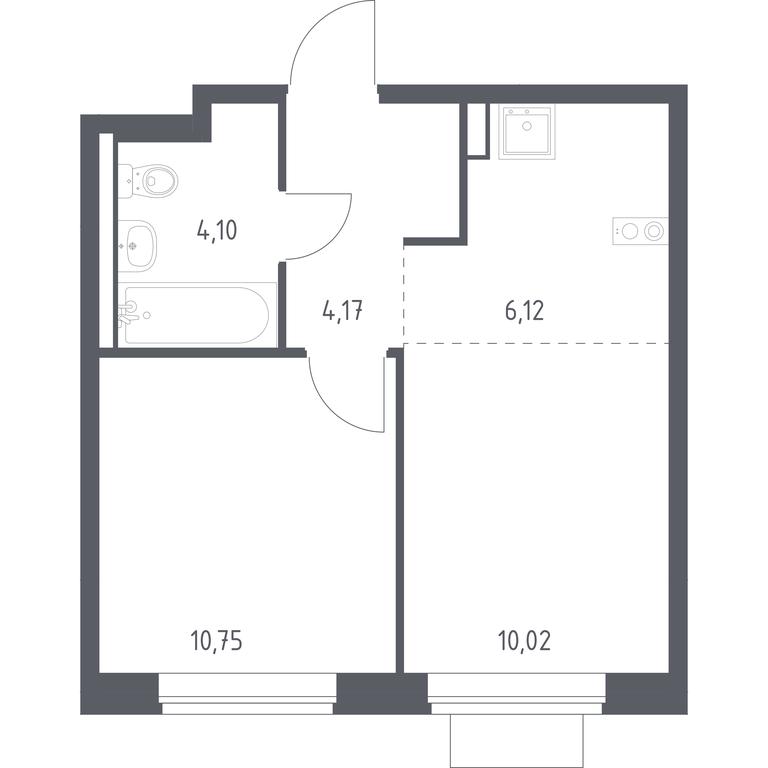 Apartment Sale, 35.16平方米 at Novoe Vidnoe, Kalinovka Village, Leninskiy City District, Moscow Region, Russia #1