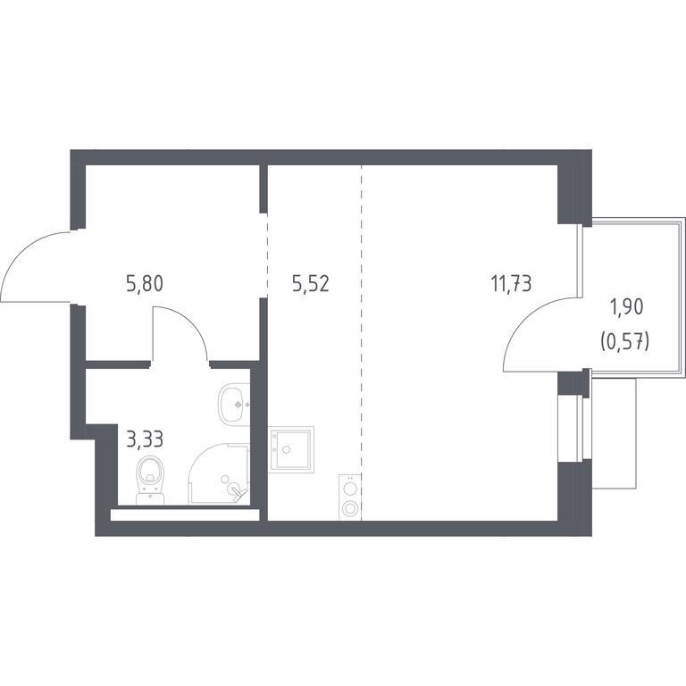 Apartment Sale, 26.95 sq. m. at Novoe Vidnoe, Kalinovka Village, Leninskiy City District, Moscow Region, Russia #1