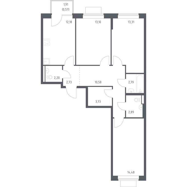 2-BD Apartment Sale, 78.56 sq. m. at Novoe Vidnoe, Kalinovka Village, Leninskiy City District, Moscow Region, Russia #1 2-BD Apartment Sale, 78.56 sq. m. at Novoe Vidnoe, Kalinovka Village, Leninskiy City District, Moscow Region, Russia #1