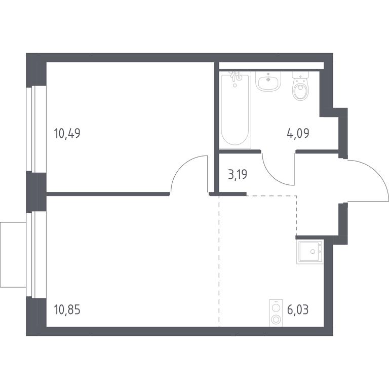 Apartment Sale, 34.65 sq. m. at Novoe Vidnoe, Kalinovka Village, Leninskiy City District, Moscow Region, Russia #1