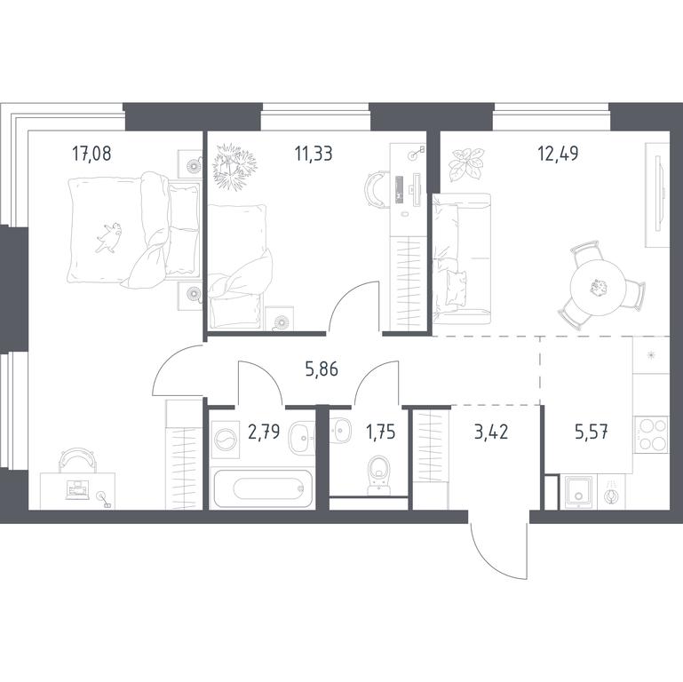 1-BD Apartment Sale, 60.29 sq. m. at Novoe Vidnoe, Kalinovka Village, Leninskiy City District, Moscow Region, Russia #2 1-BD Apartment Sale, 60.29 sq. m. at Novoe Vidnoe, Kalinovka Village, Leninskiy City District, Moscow Region, Russia #2