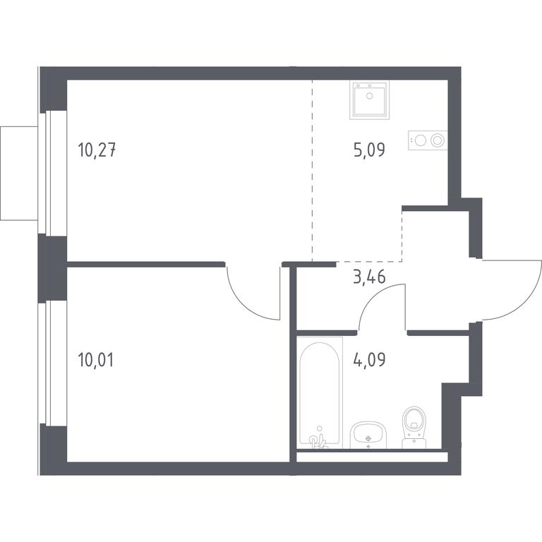 Apartment Sale, 32.92 sq. m. at Novoe Vidnoe, Kalinovka Village, Leninskiy City District, Moscow Region, Russia #1
