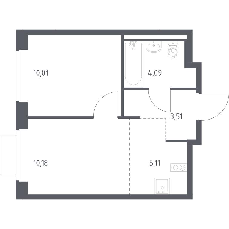 Apartment Sale, 32.9平方米 at Novoe Vidnoe, Kalinovka Village, Leninskiy City District, Moscow Region, Russia #1
