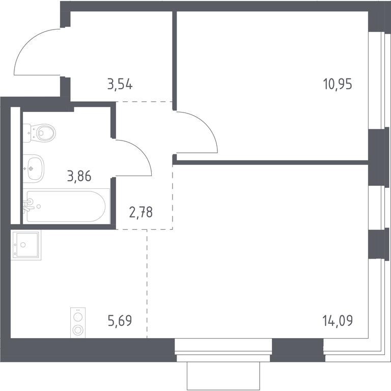 Apartment Sale, 40.91 sq. m. at Novoe Vidnoe, Kalinovka Village, Leninskiy City District, Moscow Region, Russia #1