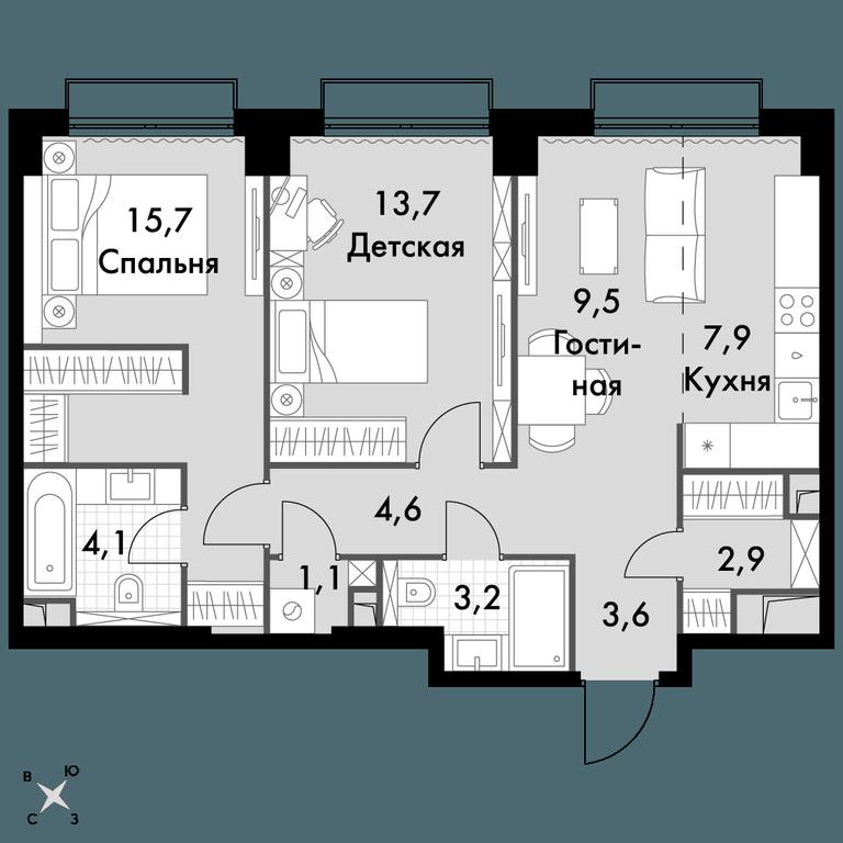 2-BD Apartment Sale, 66.3平方米 at Sydney City, Shenogina Street, 2, Moscow, Russia #1 2-BD Apartment Sale, 66.3平方米 at Sydney City, Shenogina Street, 2, Moscow, Russia #1