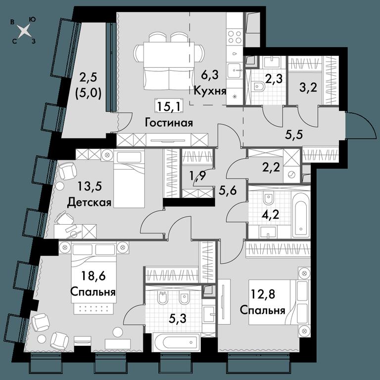 4-BD Apartment Sale, 99 sq. m. at Sydney City, Shenogina Street, 2, Moscow, Russia #1