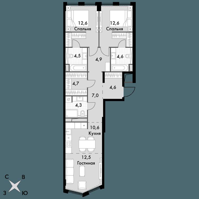 3-BD Apartment Sale, 82.9 sq. m. at Sydney City, Shenogina Street, 2, Moscow, Russia #1 3-BD Apartment Sale, 82.9 sq. m. at Sydney City, Shenogina Street, 2, Moscow, Russia #1