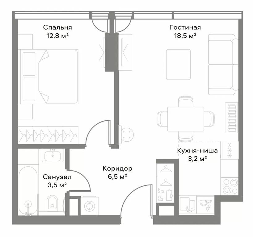 1-BD Apartment Sale, 42.3 sq. m. at Slava, Leningradskiy Avenue, 8с10, Moscow, Russia #1