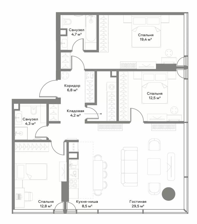 3-BD Apartment Sale, 96.7平方米 at Slava, Leningradskiy Avenue, 8с10, Moscow, Russia #1