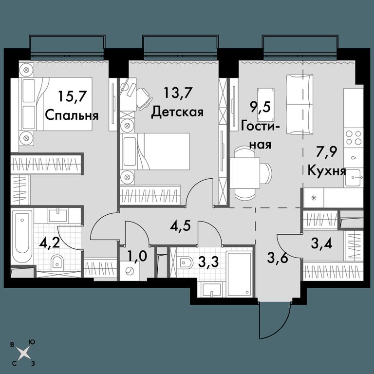 2-BD Apartment Sale, 66.8平方米 at Sydney City, Shenogina Street, 2, Moscow, Russia #1 2-BD Apartment Sale, 66.8平方米 at Sydney City, Shenogina Street, 2, Moscow, Russia #1