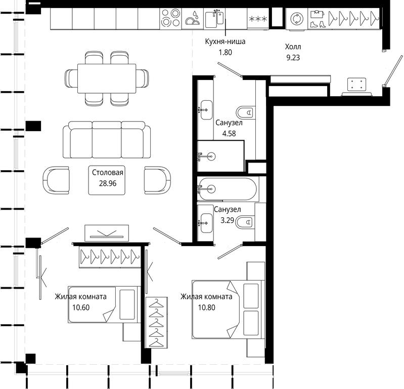 2-BD Apartment Sale, 68.67平方米 at Mod, 4th Maryinoy Roschi Street, 12с9, Moscow, Russia #2