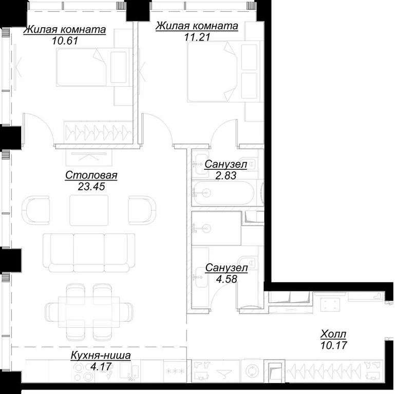 2-BD Apartment Sale, 67.39平方米 at Mod, 4th Maryinoy Roschi Street, 12с9, Moscow, Russia #1 2-BD Apartment Sale, 67.39平方米 at Mod, 4th Maryinoy Roschi Street, 12с9, Moscow, Russia #1