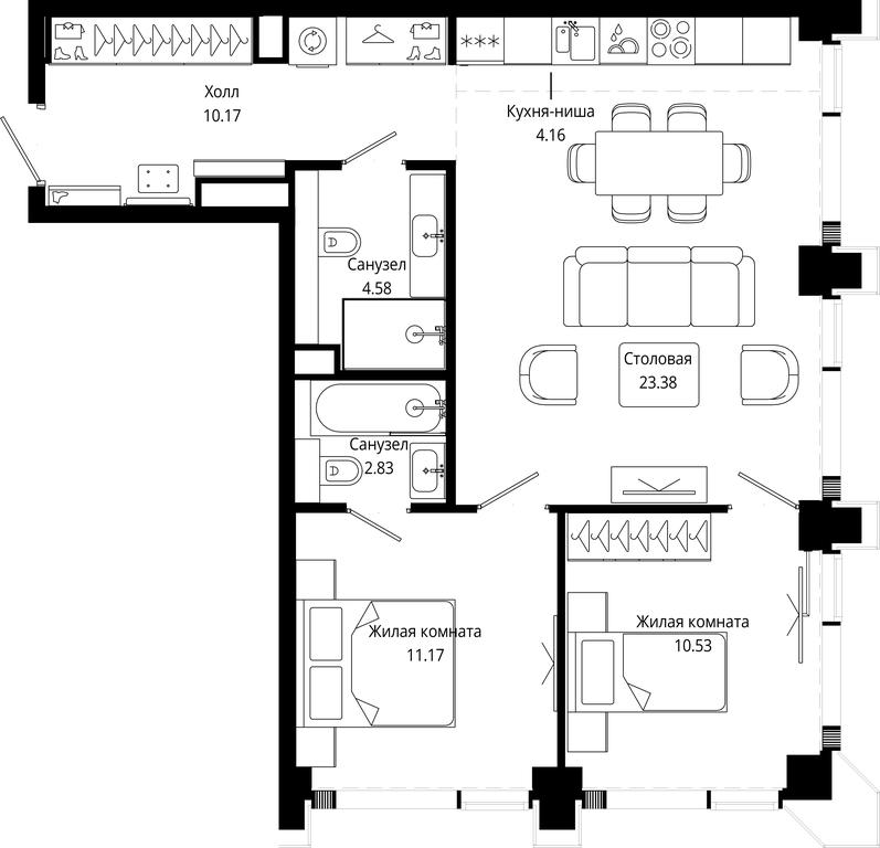 2-BD Apartment Sale, 67.39平方米 at Mod, 4th Maryinoy Roschi Street, 12с9, Moscow, Russia #2 2-BD Apartment Sale, 67.39平方米 at Mod, 4th Maryinoy Roschi Street, 12с9, Moscow, Russia #2