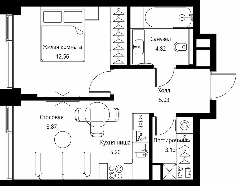 1-BD Apartment Sale, 39.6 sq. m. at City Bay, Volokolamskoye Highway, 95с3, Moscow, Russia #1