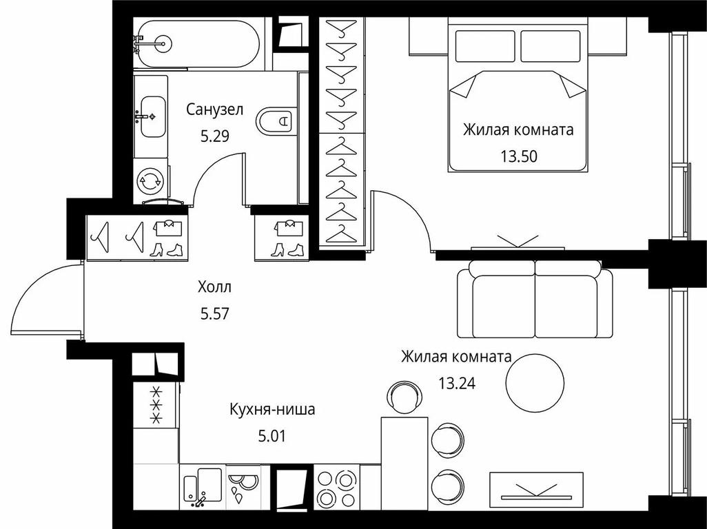 1-BD Apartment Sale, 42.61 sq. m. at City Bay, Volokolamskoye Highway, 95с3, Moscow, Russia #1 1-BD Apartment Sale, 42.61 sq. m. at City Bay, Volokolamskoye Highway, 95с3, Moscow, Russia #1