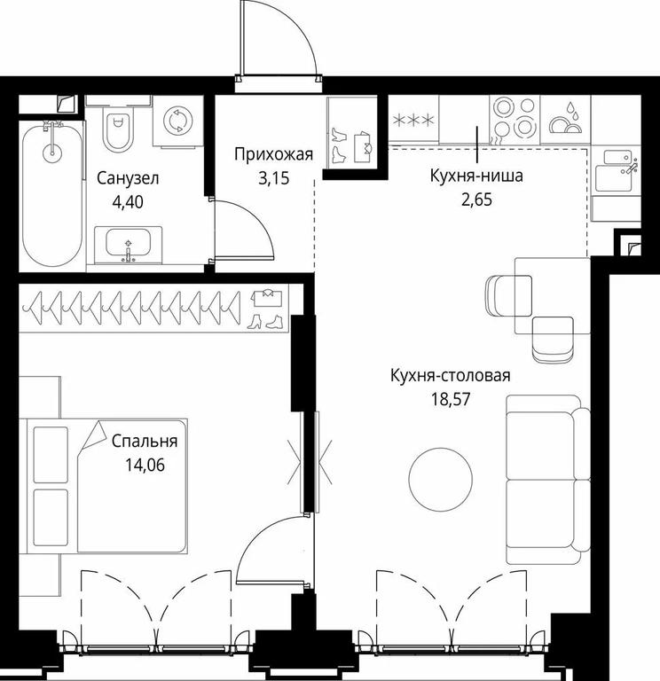 1-BD Apartment Sale, 42.83 sq. m. at City Bay, Volokolamskoye Highway, 95с3, Moscow, Russia #1 1-BD Apartment Sale, 42.83 sq. m. at City Bay, Volokolamskoye Highway, 95с3, Moscow, Russia #1