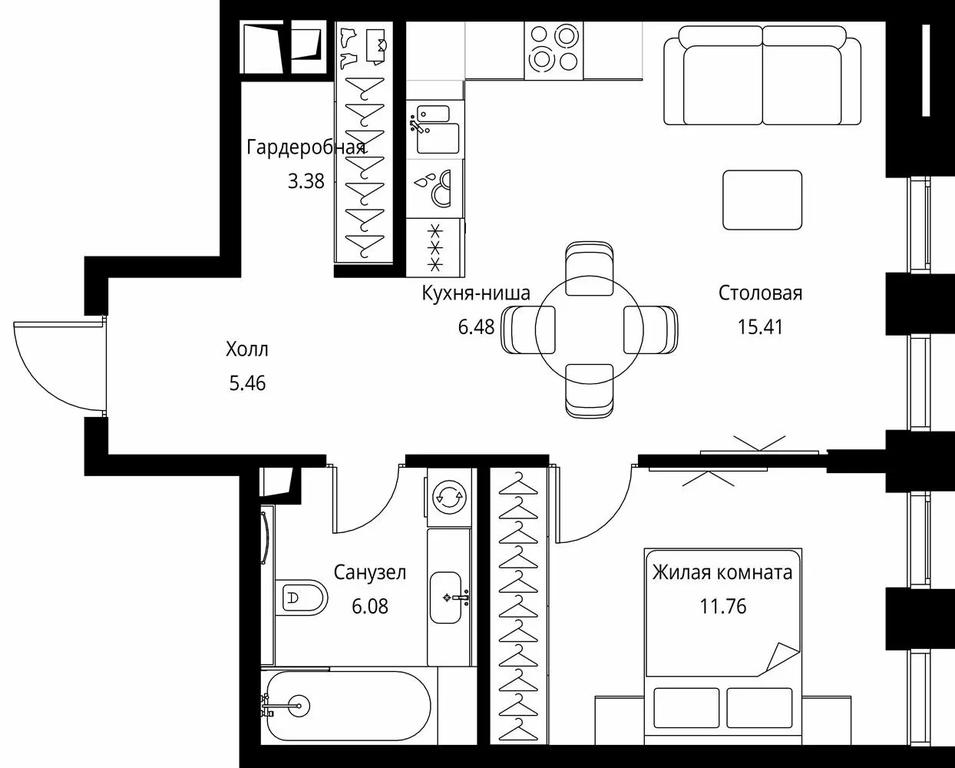 1-BD Apartment Sale, 48.57平方米 at City Bay, Volokolamskoye Highway, 95с3, Moscow, Russia #1 1-BD Apartment Sale, 48.57平方米 at City Bay, Volokolamskoye Highway, 95с3, Moscow, Russia #1