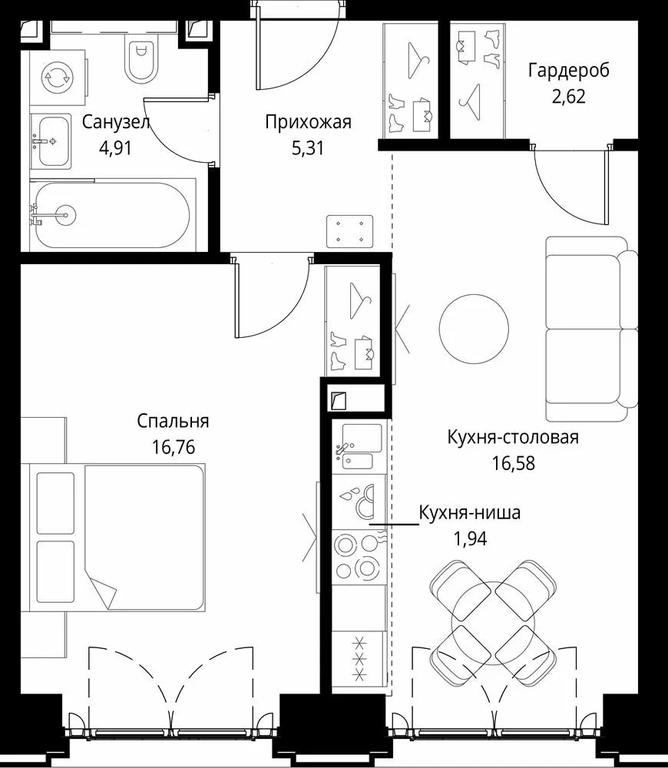 1-BD Apartment Sale, 48.12 sq. m. at City Bay, Volokolamskoye Highway, 95с3, Moscow, Russia #1 1-BD Apartment Sale, 48.12 sq. m. at City Bay, Volokolamskoye Highway, 95с3, Moscow, Russia #1