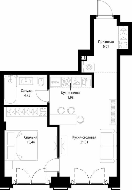 1-BD Apartment Sale, 47.99 sq. m. at City Bay, Volokolamskoye Highway, 95с3, Moscow, Russia #1 1-BD Apartment Sale, 47.99 sq. m. at City Bay, Volokolamskoye Highway, 95с3, Moscow, Russia #1