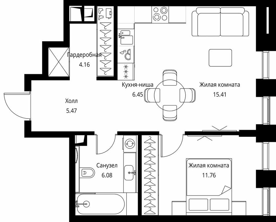 1-BD Apartment Sale, 49.33平方米 at City Bay, Volokolamskoye Highway, 95с3, Moscow, Russia #1 1-BD Apartment Sale, 49.33平方米 at City Bay, Volokolamskoye Highway, 95с3, Moscow, Russia #1