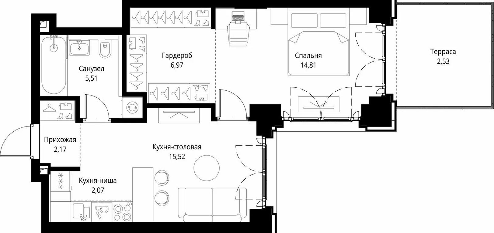 1-BD Apartment Sale, 49.58 sq. m. at City Bay, Volokolamskoye Highway, 95с3, Moscow, Russia #1 1-BD Apartment Sale, 49.58 sq. m. at City Bay, Volokolamskoye Highway, 95с3, Moscow, Russia #1