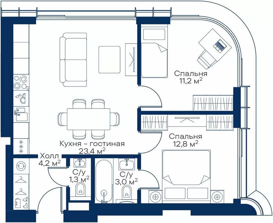 2-BD Apartment Sale, 54.5 sq. m. at City Bay, Volokolamskoye Highway, 95с3, Moscow, Russia #1 2-BD Apartment Sale, 54.5 sq. m. at City Bay, Volokolamskoye Highway, 95с3, Moscow, Russia #1
