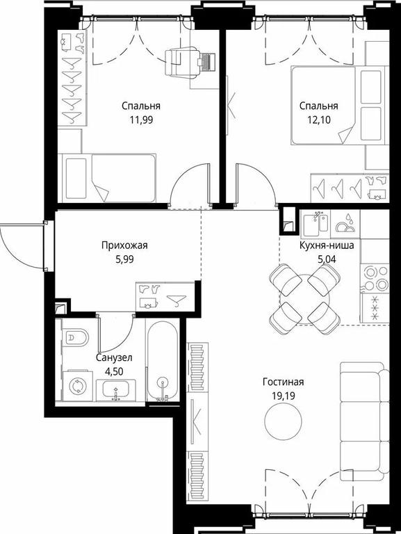 2-BD Apartment Sale, 58.81平方米 at City Bay, Volokolamskoye Highway, 95с3, Moscow, Russia #1 2-BD Apartment Sale, 58.81平方米 at City Bay, Volokolamskoye Highway, 95с3, Moscow, Russia #1
