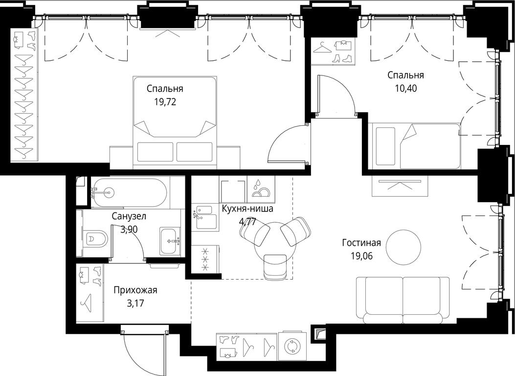 2-BD Apartment Sale, 61.02平方米 at City Bay, Volokolamskoye Highway, 95с3, Moscow, Russia #2 2-BD Apartment Sale, 61.02平方米 at City Bay, Volokolamskoye Highway, 95с3, Moscow, Russia #2