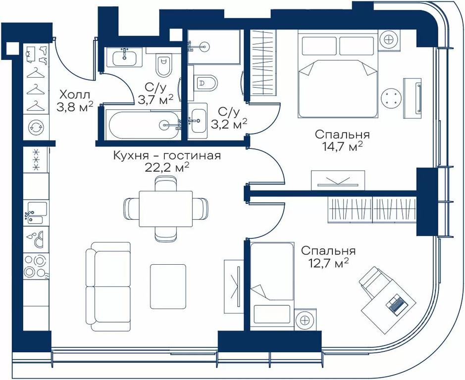 2-BD Apartment Sale, 59.04平方米 at City Bay, Volokolamskoye Highway, 95с3, Moscow, Russia #1 2-BD Apartment Sale, 59.04平方米 at City Bay, Volokolamskoye Highway, 95с3, Moscow, Russia #1