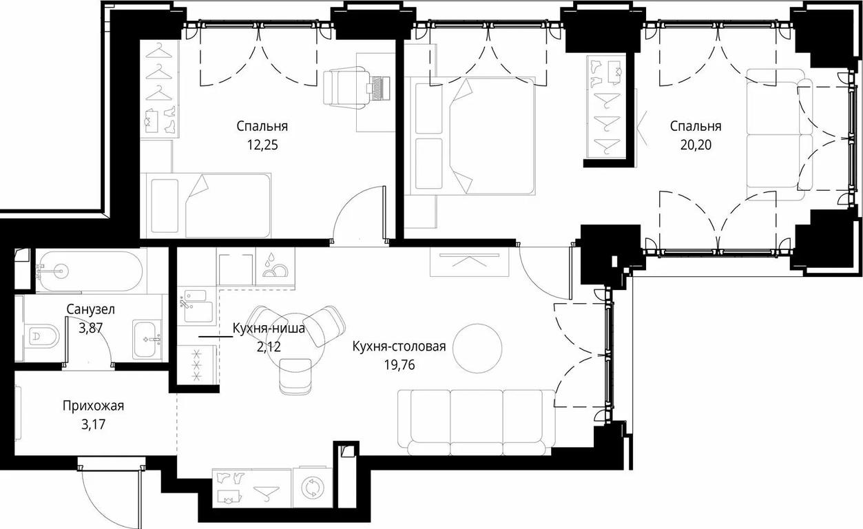 2-BD Apartment Sale, 61.37 sq. m. at City Bay, Volokolamskoye Highway, 95с3, Moscow, Russia #1 2-BD Apartment Sale, 61.37 sq. m. at City Bay, Volokolamskoye Highway, 95с3, Moscow, Russia #1