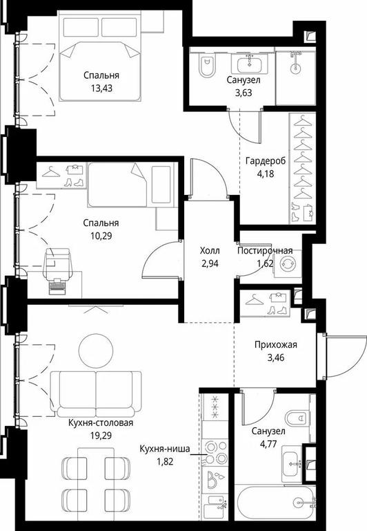 2-BD Apartment Sale, 65.43 sq. m. at City Bay, Volokolamskoye Highway, 95с3, Moscow, Russia #1 2-BD Apartment Sale, 65.43 sq. m. at City Bay, Volokolamskoye Highway, 95с3, Moscow, Russia #1