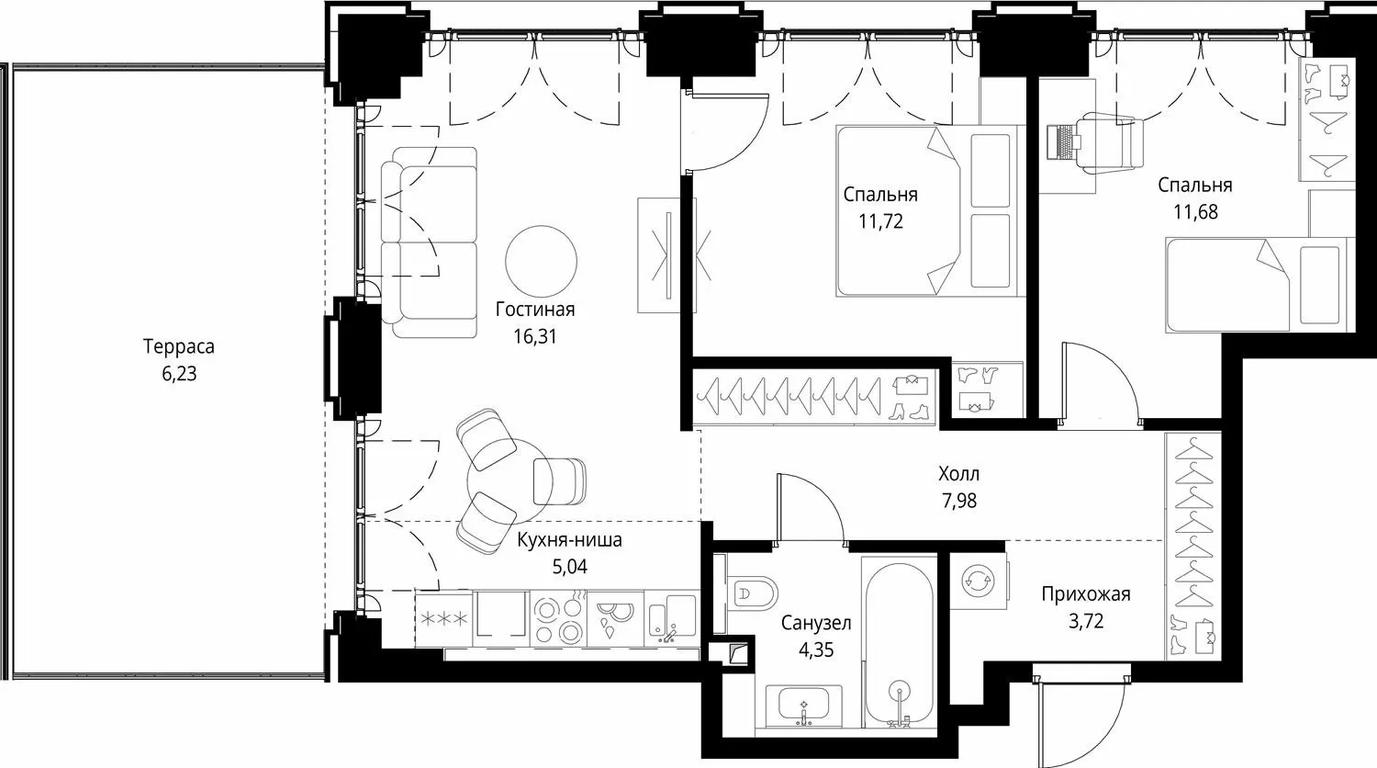 2-BD Apartment Sale, 67.03平方米 at City Bay, Volokolamskoye Highway, 95с3, Moscow, Russia #1 2-BD Apartment Sale, 67.03平方米 at City Bay, Volokolamskoye Highway, 95с3, Moscow, Russia #1
