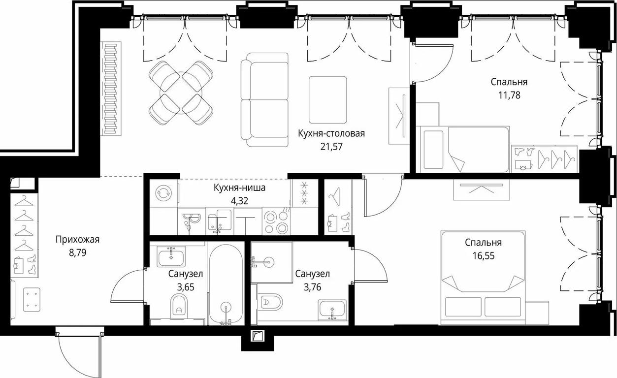 2-BD Apartment Sale, 70.42平方米 at City Bay, Volokolamskoye Highway, 95с3, Moscow, Russia #1 2-BD Apartment Sale, 70.42平方米 at City Bay, Volokolamskoye Highway, 95с3, Moscow, Russia #1