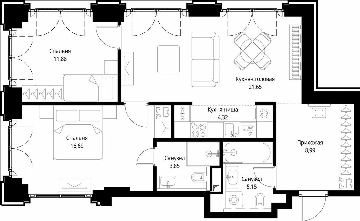 2-BD Apartment Sale, 72.53 sq. m. at City Bay, Volokolamskoye Highway, 95с3, Moscow, Russia #1 2-BD Apartment Sale, 72.53 sq. m. at City Bay, Volokolamskoye Highway, 95с3, Moscow, Russia #1