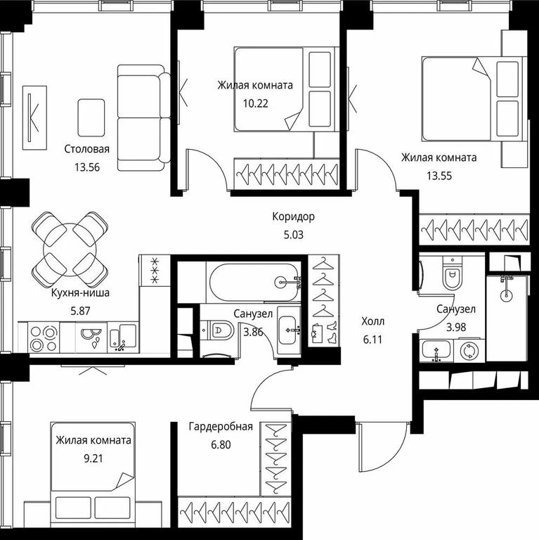 3-BD Apartment Sale, 78.19平方米 at City Bay, Volokolamskoye Highway, 95с3, Moscow, Russia #1