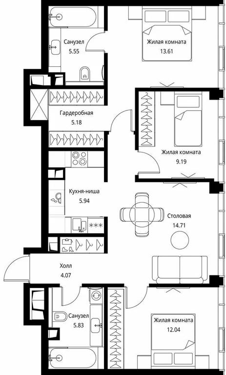 3-BD Apartment Sale, 77.84 sq. m. at City Bay, Volokolamskoye Highway, 95с3, Moscow, Russia #1 3-BD Apartment Sale, 77.84 sq. m. at City Bay, Volokolamskoye Highway, 95с3, Moscow, Russia #1