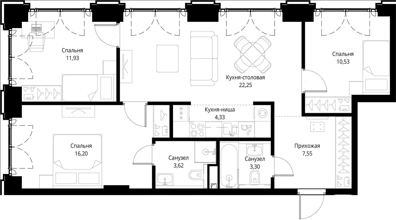 Продажа 3-комн. квартиры, 79,71 м² в ЖК «Сити Бэй (City Bay)», Волоколамское шоссе, 95с3, Москва, Россия #2