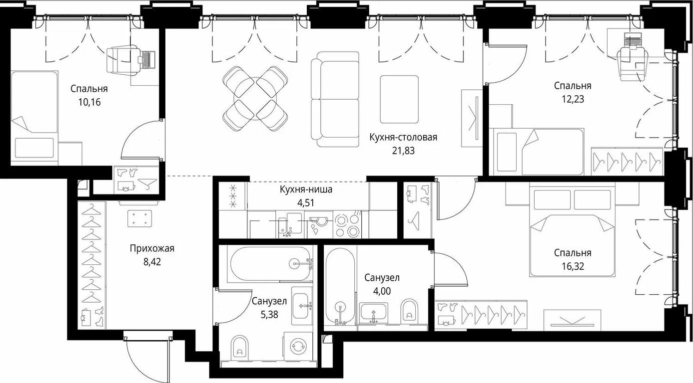 Продажа 3-комн. квартиры, 82,85 м² в ЖК «Сити Бэй (City Bay)», Волоколамское шоссе, 95с3, Москва, Россия #1