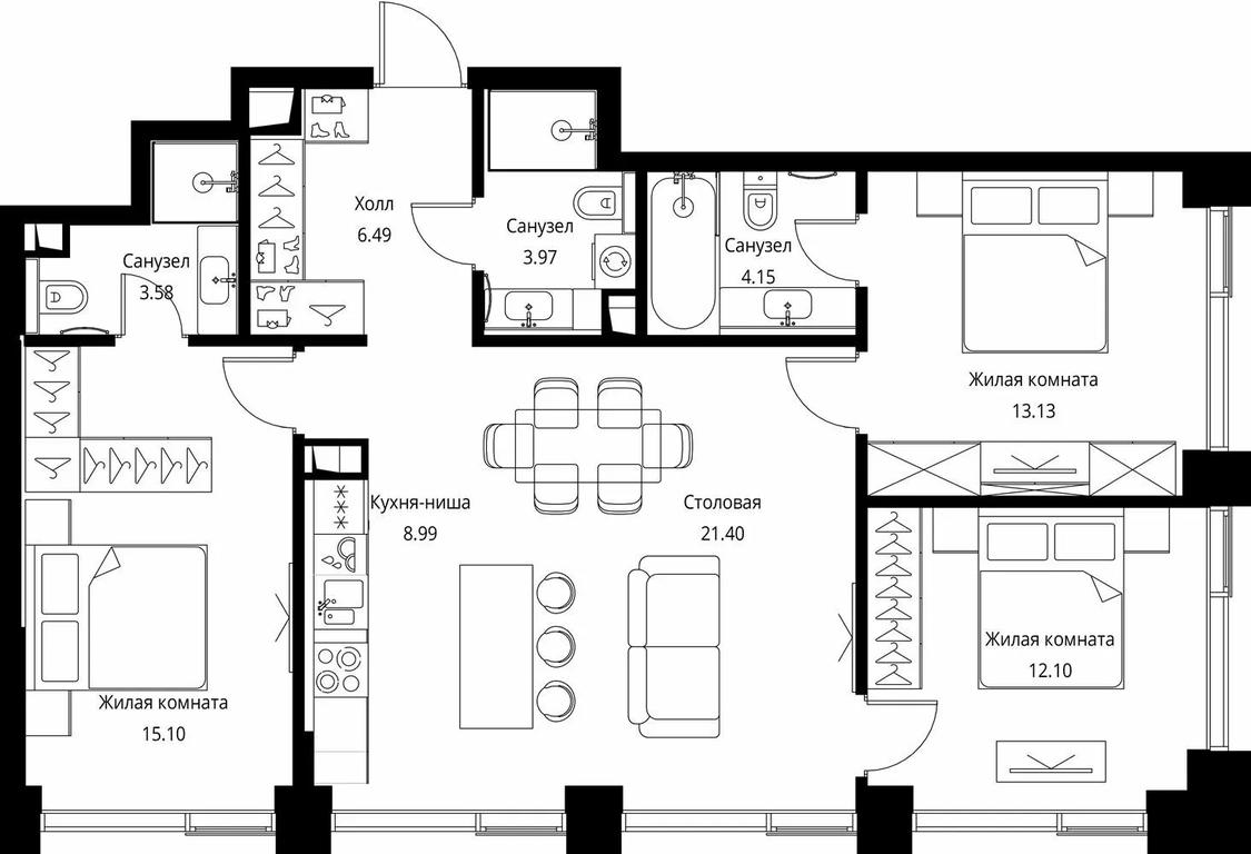 3-BD Apartment Sale, 88.91 sq. m. at City Bay, Volokolamskoye Highway, 95с3, Moscow, Russia #1 3-BD Apartment Sale, 88.91 sq. m. at City Bay, Volokolamskoye Highway, 95с3, Moscow, Russia #1