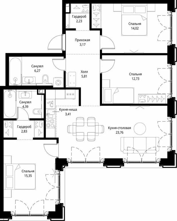 3-BD Apartment Sale, 93.97 sq. m. at City Bay, Volokolamskoye Highway, 95с3, Moscow, Russia #1